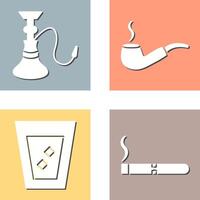 hookah and lit smoking pipe Icon vector