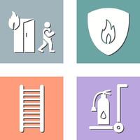 running from fire and fire shield Icon vector