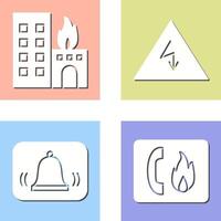 burning building and electricity danger Icon vector