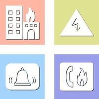 burning building and electricity danger Icon vector