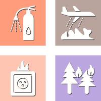 using extinguisher and firefighter plane Icon vector