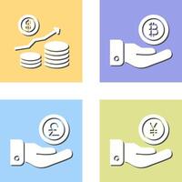 Money Growth and Bitcoin Icon vector