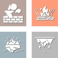 Chimenea y hoguera icono vector