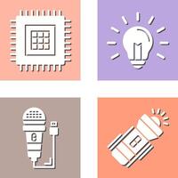 Processor and Light Bulb Icon vector