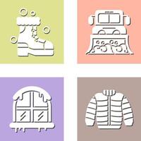 raquetas de nieve y camión icono vector