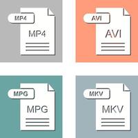 mp4 y avi icono vector