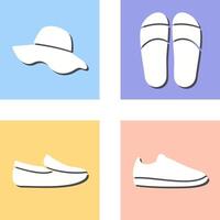 sombrero y zapatillas icono vector