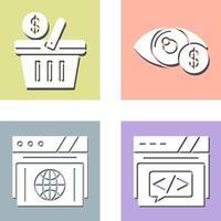 compras cesta y ojo icono vector