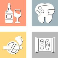 vino y caries icono vector