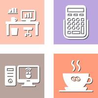 Office Desk and Calculator Icon vector