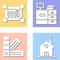 Blueprint and Desk Icon vector