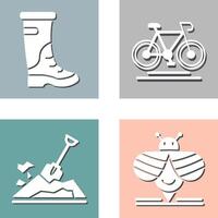 lluvia botas y ciclismo icono vector