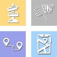 Butterfly Catcher and Road Sign Icon vector