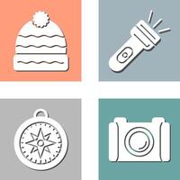 Winter Hat and Flash Light Icon vector