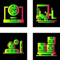 24 hours and forklift Icon vector