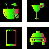 coconut drink and cocktail drink Icon vector