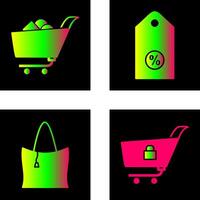 compras carro y descuento etiqueta icono vector