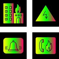 burning building and electricity danger Icon vector