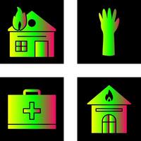 casa en fuego y guantes icono vector