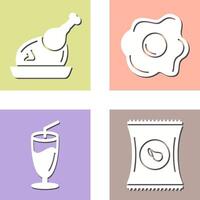 Chicken leg and Fried egg Icon vector