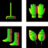 Fork picking Leaves and Gardening Gloves Icon vector