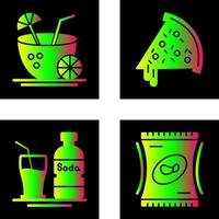 Pizza Slice and Coconut Drink Icon vector