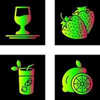 vino y fresa icono vector