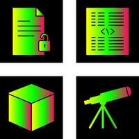 unlock document and piece of code Icon vector