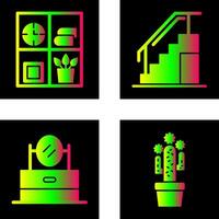 estante para libros y escalera icono vector