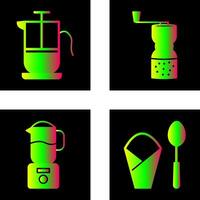 french press and coffee grinder Icon vector