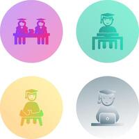 Combined Study and Studying on Desk Icon vector