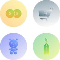 coins and unlock cart Icon vector