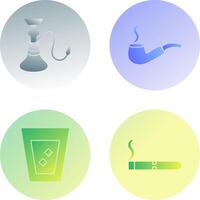 hookah and lit smoking pipe Icon vector