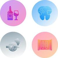 vino y caries icono vector