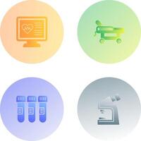 Cardiogram and Hospital Bed Icon vector