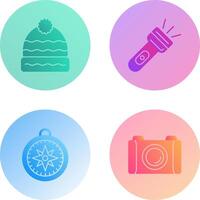 Winter Hat and Flash Light Icon vector