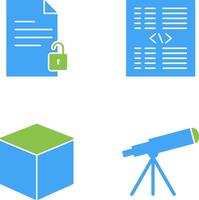 unlock document and piece of code Icon vector