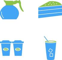 cake slice and coffee pot Icon vector