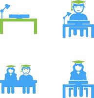 study desk and studying on desk Icon vector