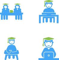 Combined Study and Studying on Desk Icon vector