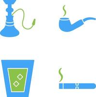 hookah and lit smoking pipe Icon vector