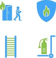 running from fire and fire shield Icon vector