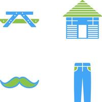 Picnic of Table and Wood Cabin Icon vector