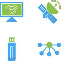 Disconnected Network and Satellite Icon vector