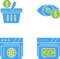 compras cesta y ojo icono vector