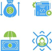 dinero bolso y codificación icono vector