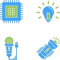 Processor and Light Bulb Icon vector