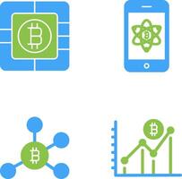 bitcoin chip y móvil icono vector