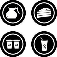 cake slice and coffee pot Icon vector