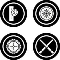 espacio para monedas y ruleta con flechas icono vector